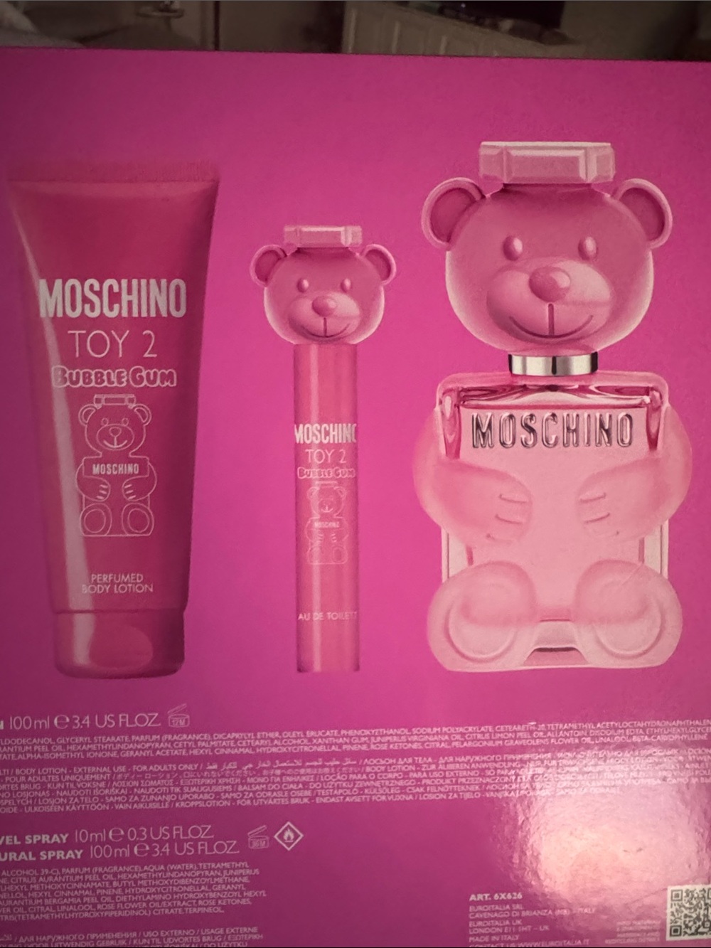 Moschino Pink Toy 2 Bubble Gum 3 Piece Gift Set New - Picture 2 of 8